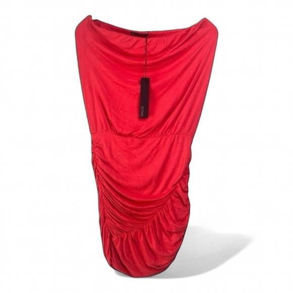 NEW Krisa X Revolve Tube Strapless Draped Mini Dress Size XS in Cherry Red - Picture 14 of 15